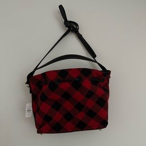 Talbots Checkered Bucket Bag, Red Black
